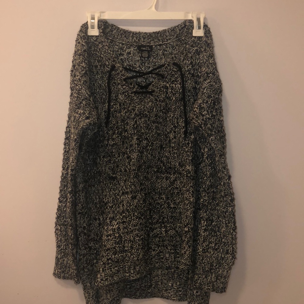 Lace up knit sweater